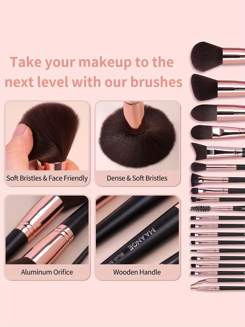 Maange Luxury Professional Makeup Brush Set 21 Pieces - Black - الصورة 9