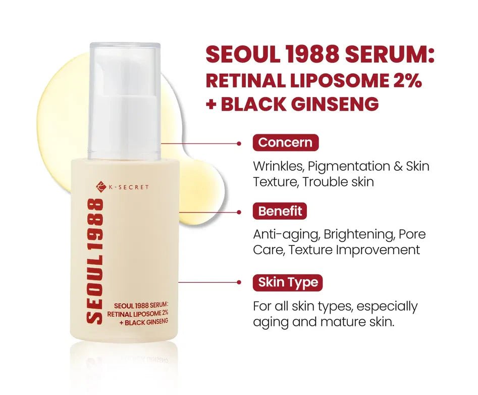 Seoul 1988 سيروم Retinal Liposome 2% + أسود Ginseng 30مل - الصورة 10