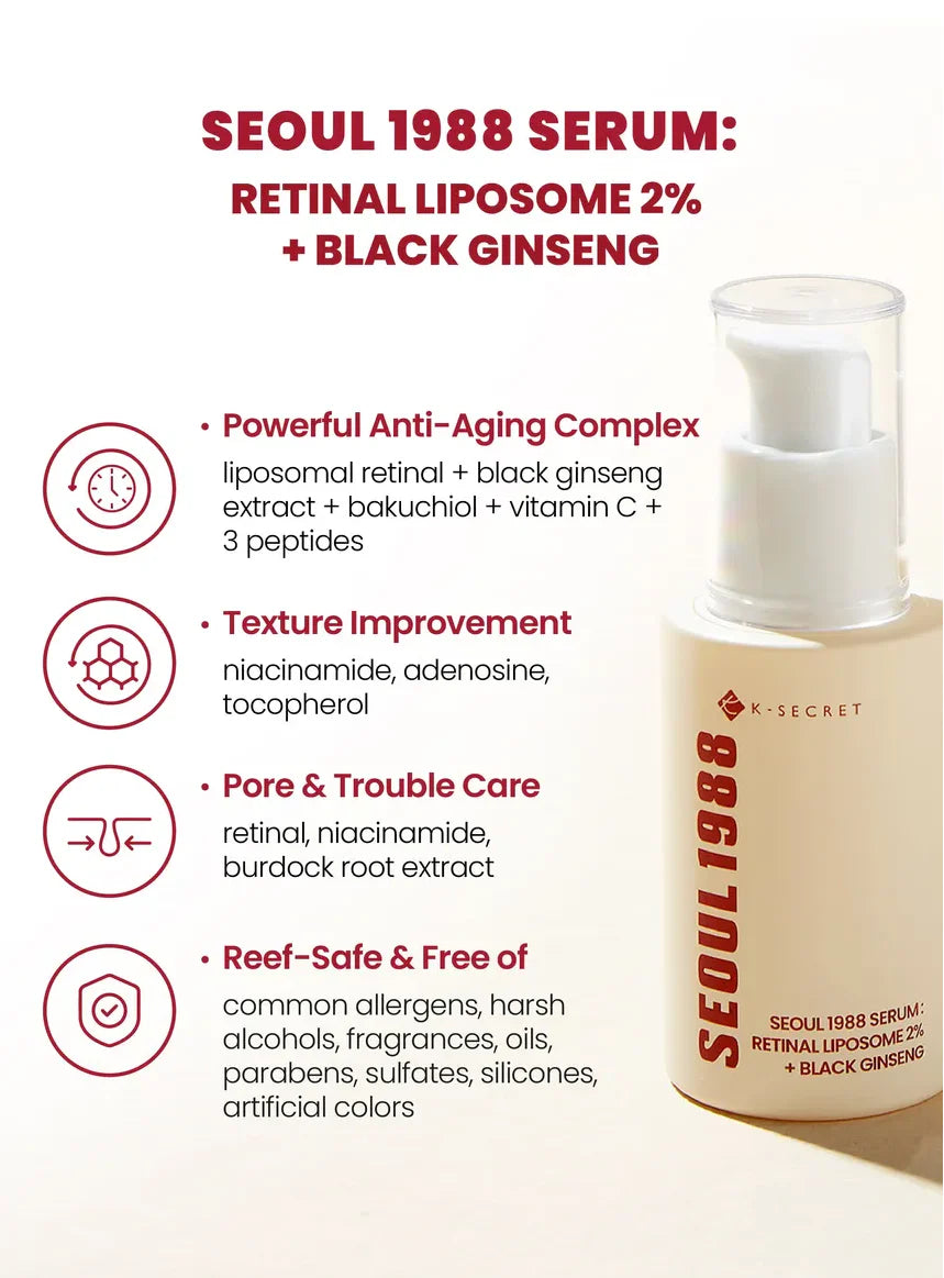 Seoul 1988 سيروم Retinal Liposome 2% + أسود Ginseng 30مل - الصورة 9