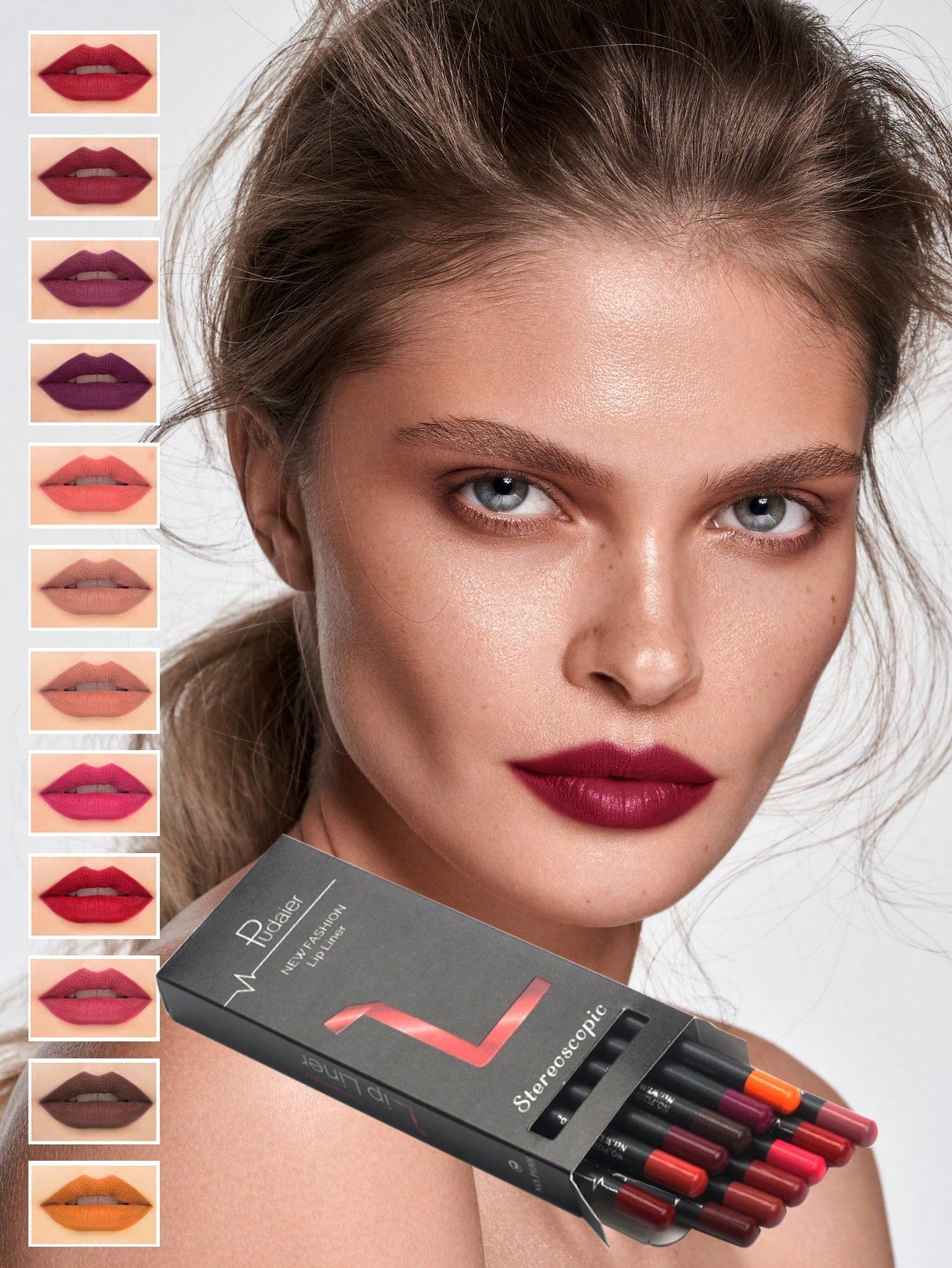 شي إن مقاوم للماء Lipliner 12قطع مطفي قلم طقم - الصورة 4