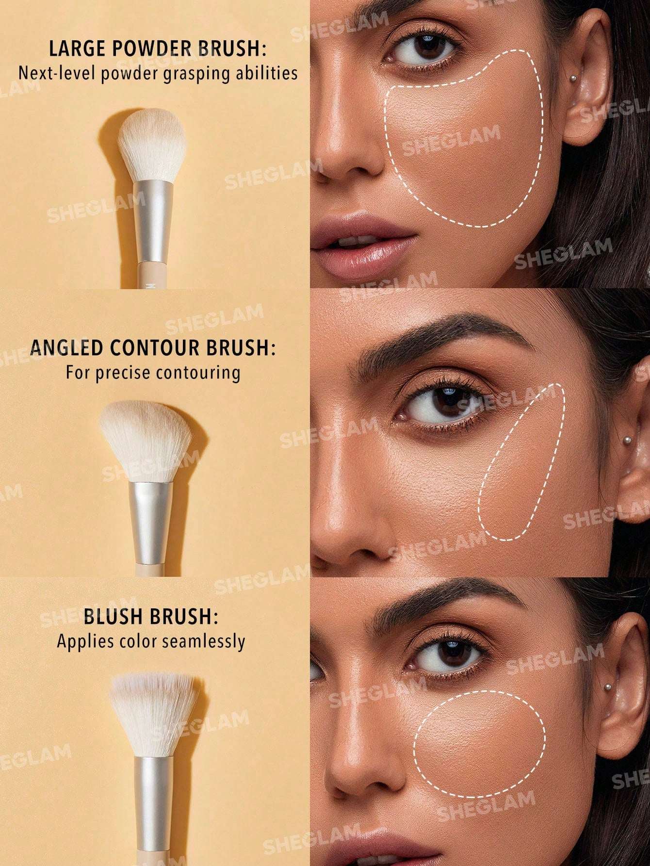 شيجلام Glam 101 Face Essentials طقم فرش مكياج - الصورة 8