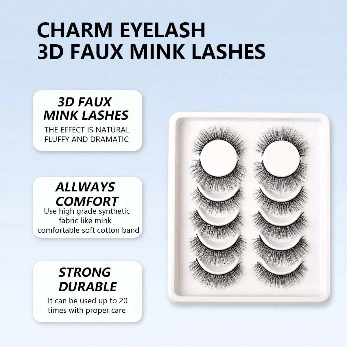 شي إن 6 Pairs 3D Faux Mink رموش Fluffy Soft - الصورة 3