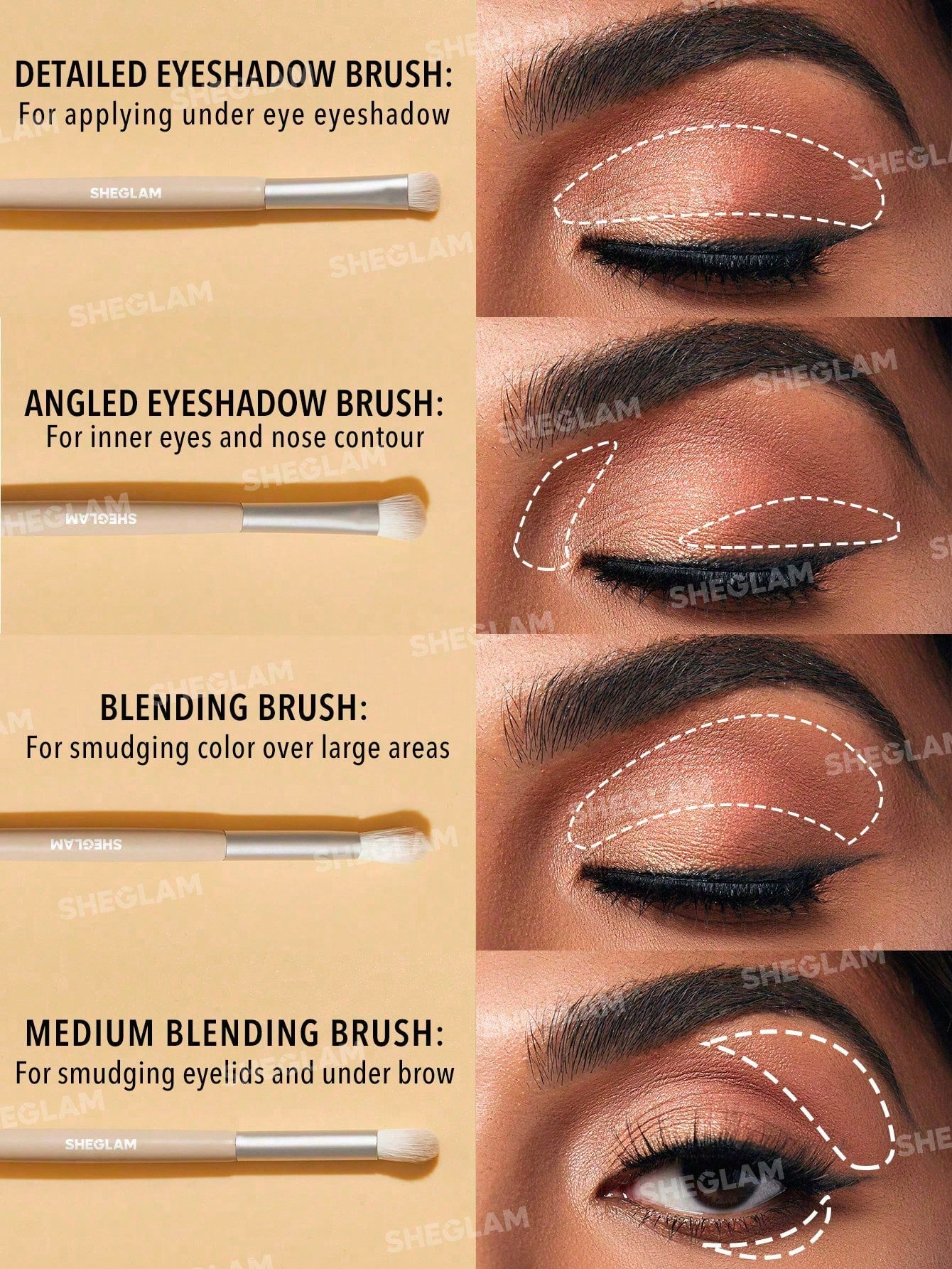 شيجلام Glam 101 Eye Essentials طقم فرش مكياج 4قطع - الصورة 3