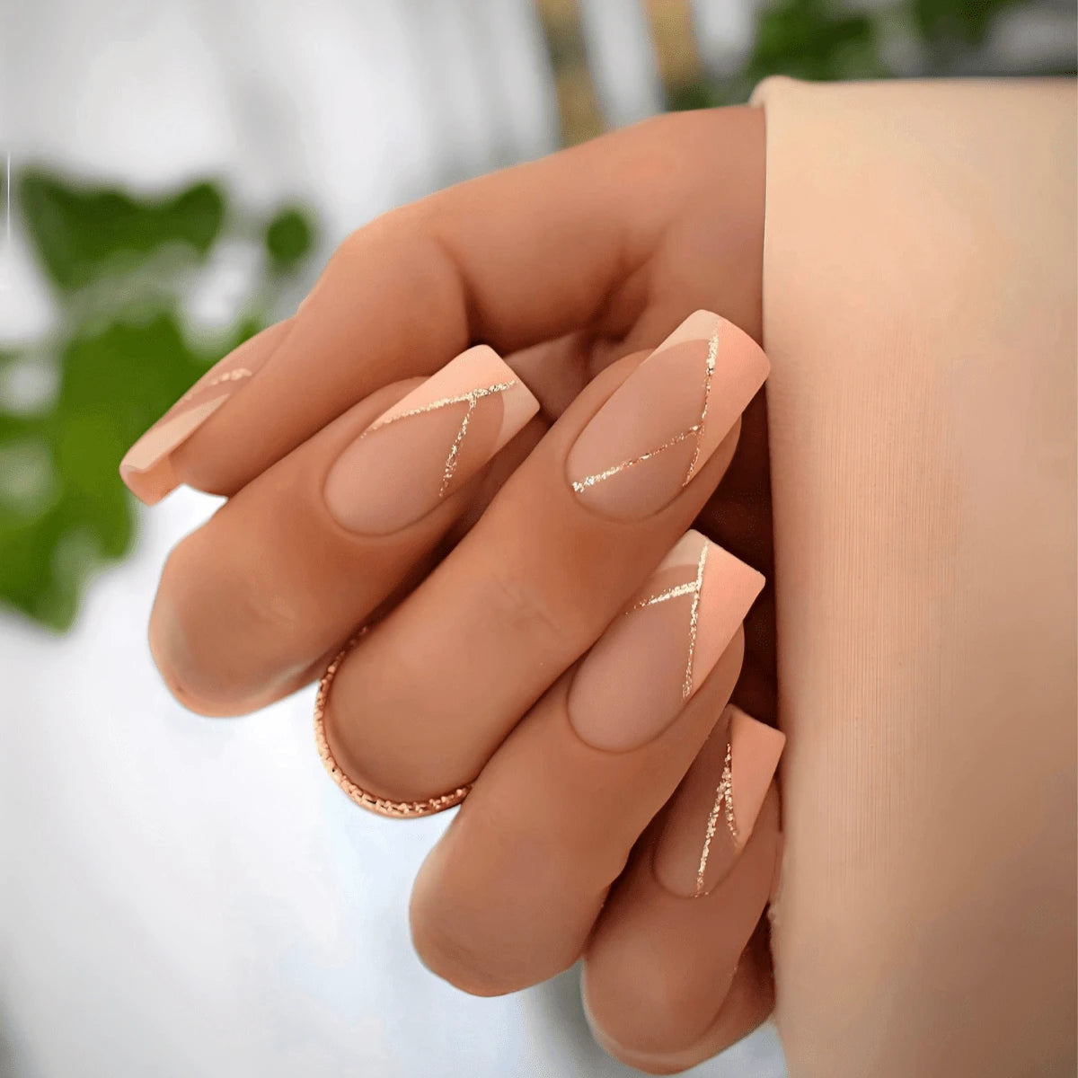 شي إن وردي Striped Nail Art Nails 24 قطع - الصورة 2