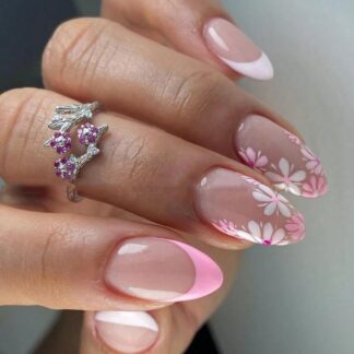 شي إن 24قطع Summer Model Short Nails وردي French