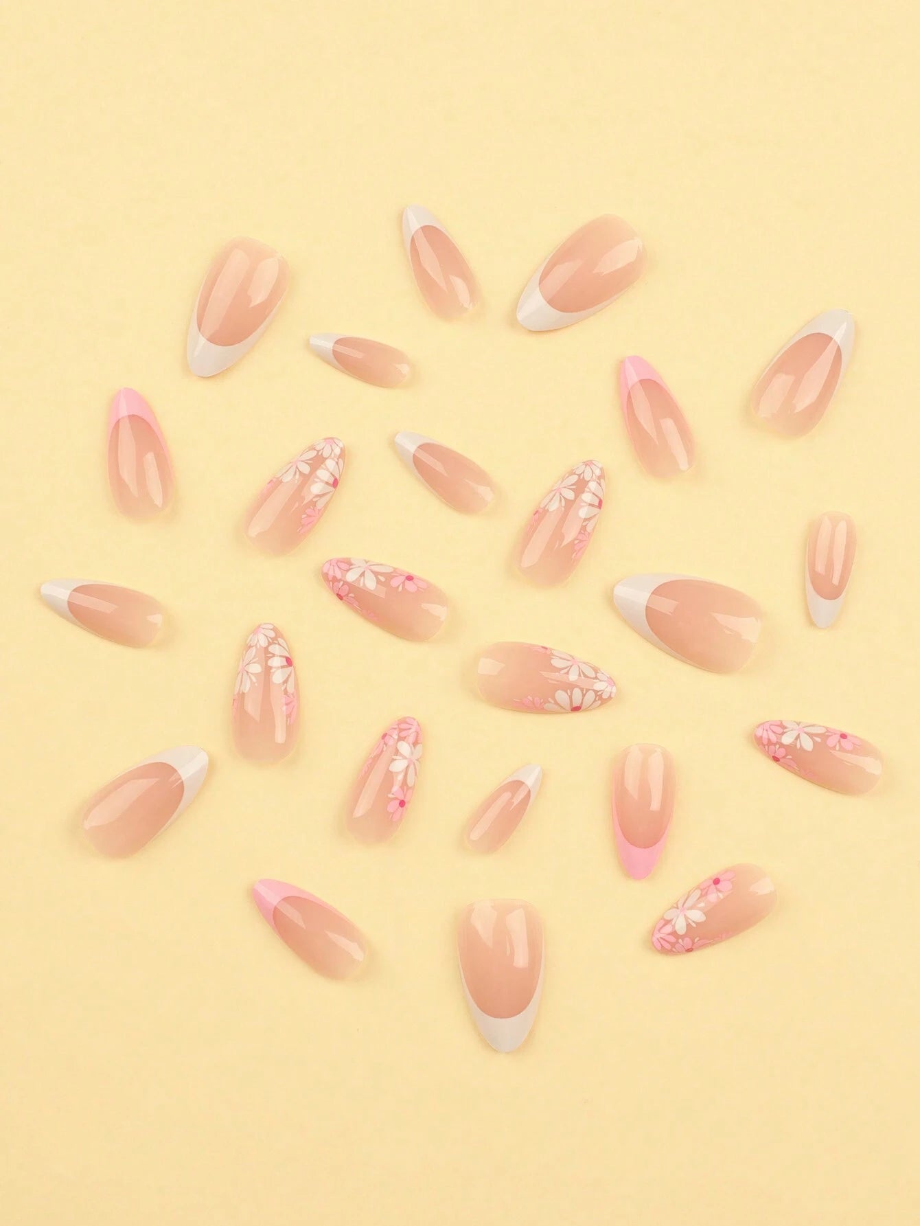 شي إن 24قطع Summer Model Short Nails وردي French - الصورة 2