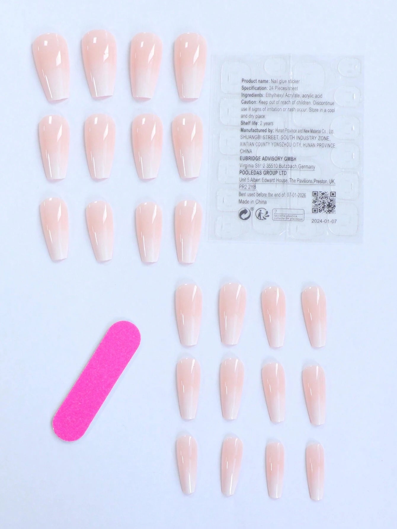 شي إن 24قطع Short Coffin Shape وردي Nail - الصورة 4