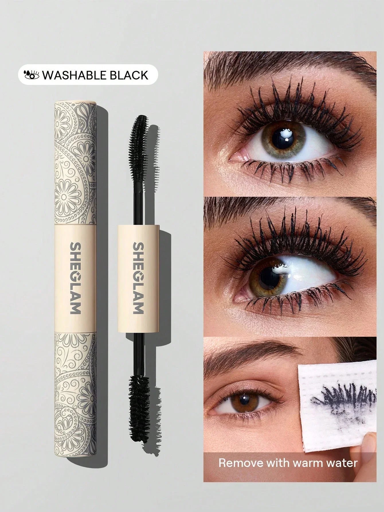 شيجلام All-In-One Volume و Length ماسكارا-Washable أسود 2 In 1 - الصورة 5