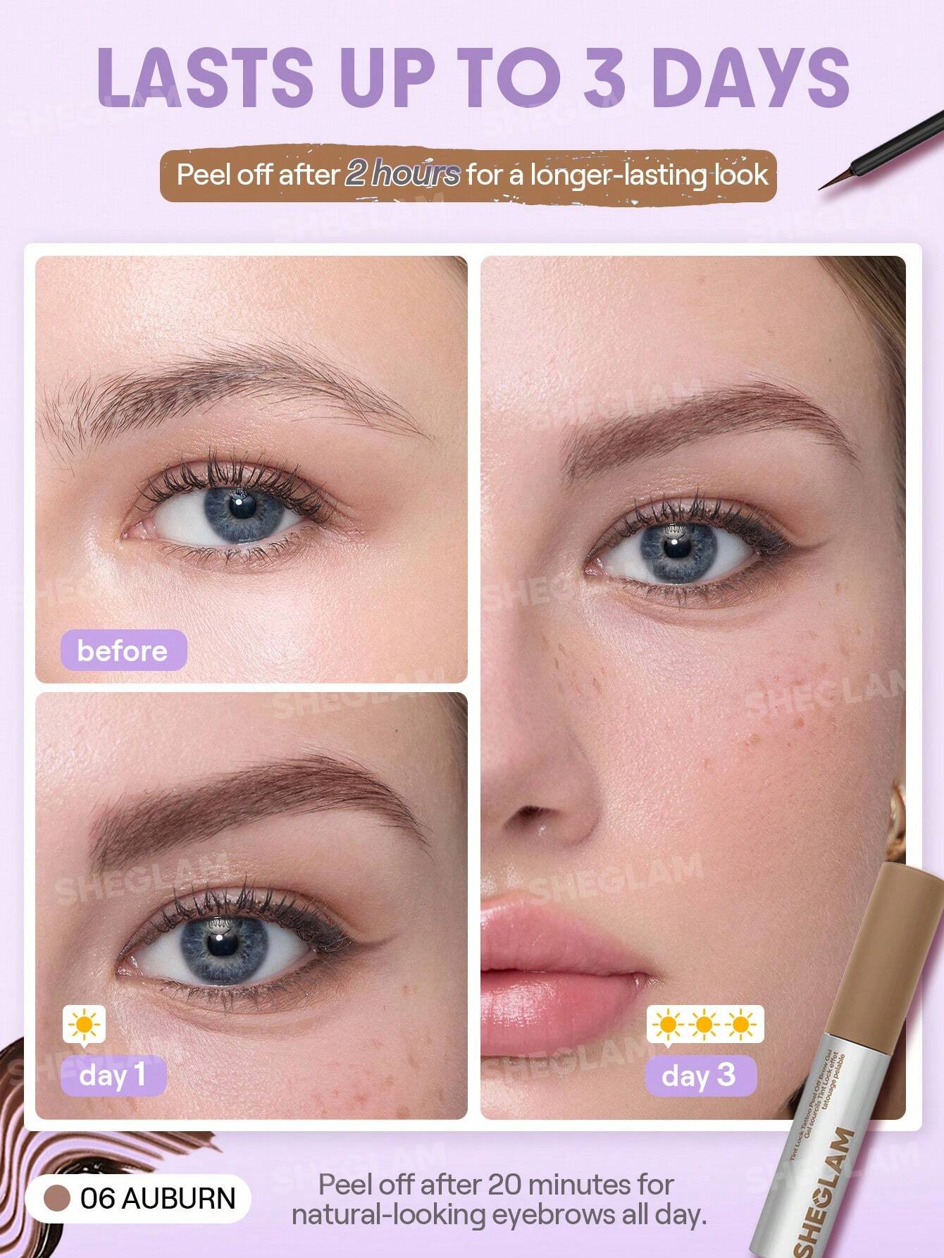 شيجلام Tint Lock Tattoo Peel Off Brow جل - الصورة 13