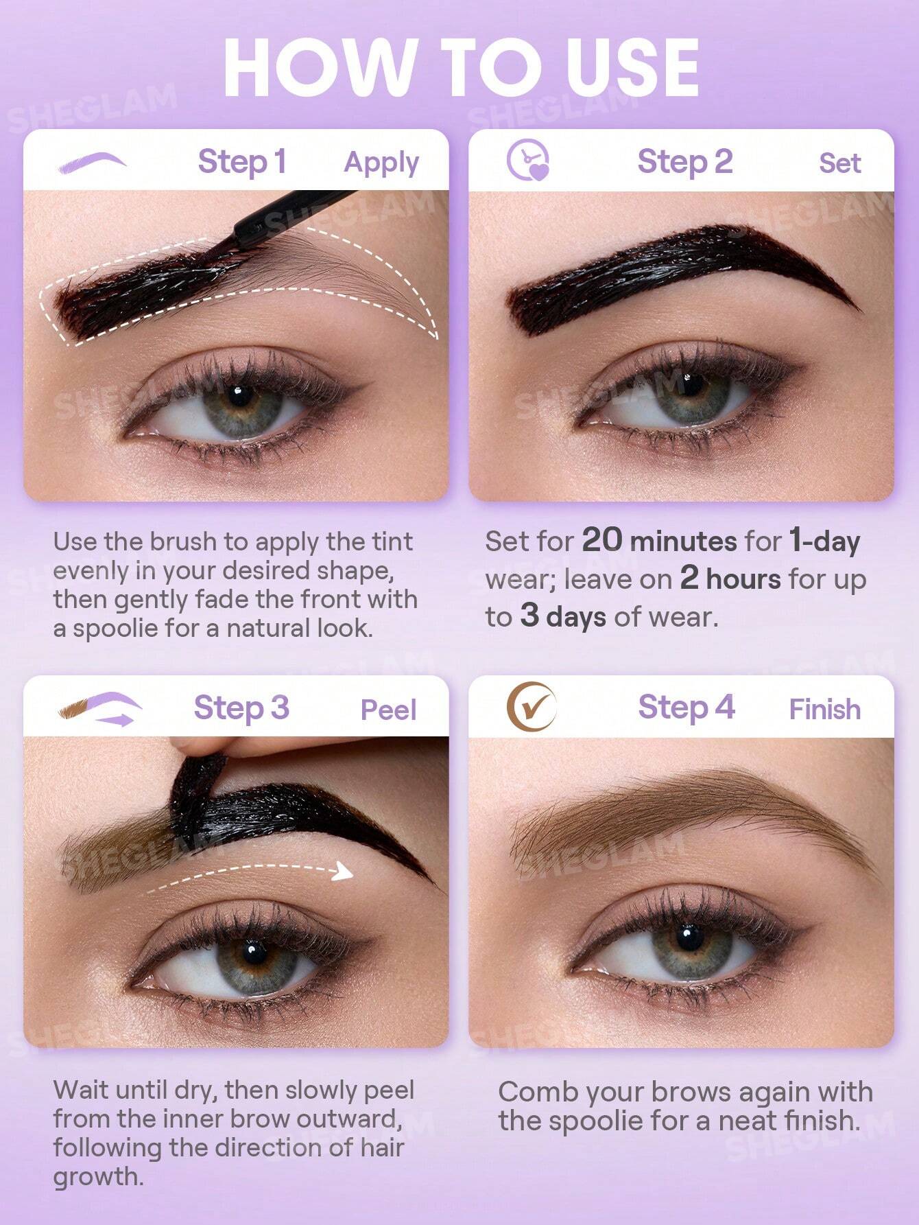 شيجلام Tint Lock Tattoo Peel Off Brow جل - الصورة 19