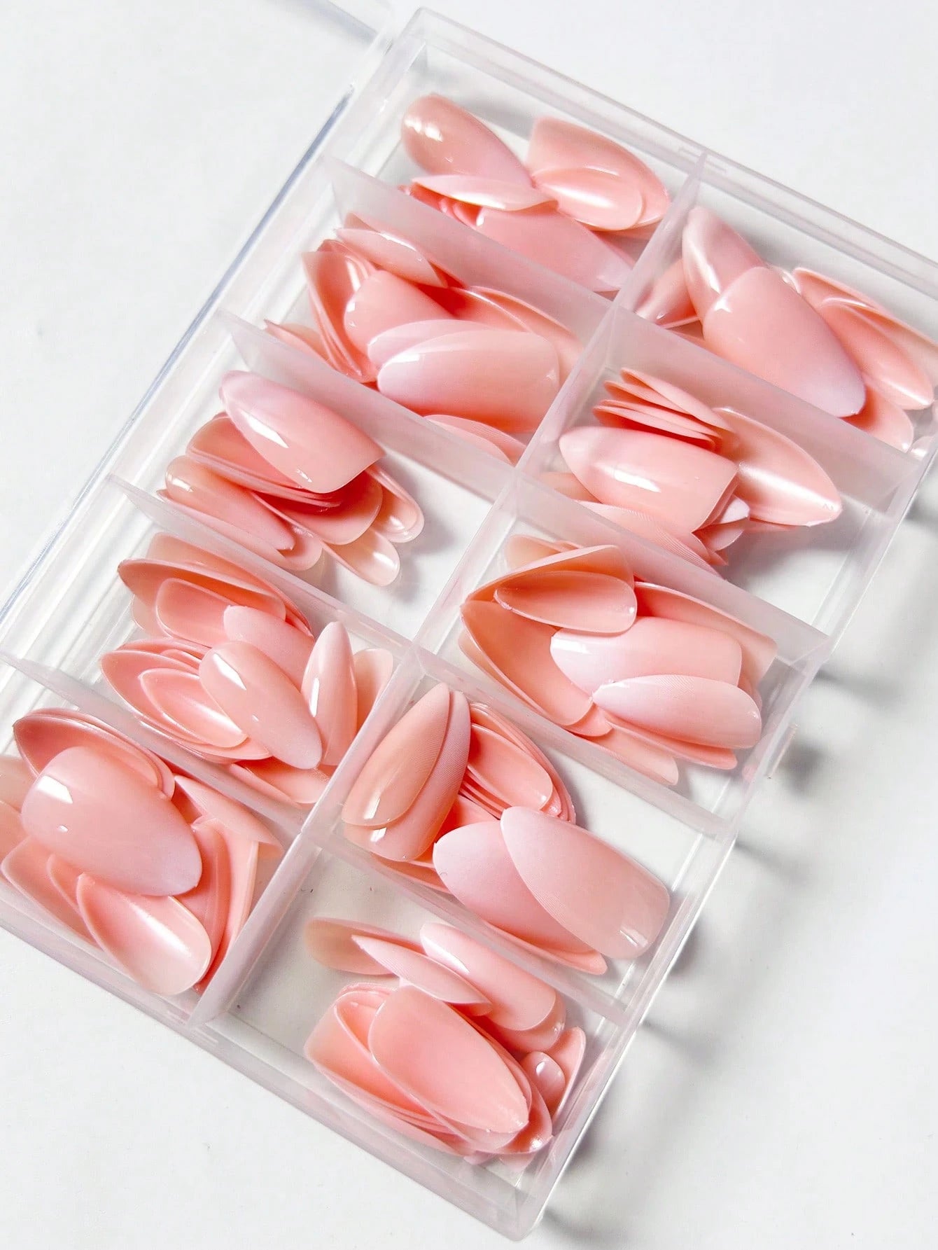 شي إن120قطع Box Medium Long لوز Nude Ombre Classic False Nail Stickers - الصورة 4