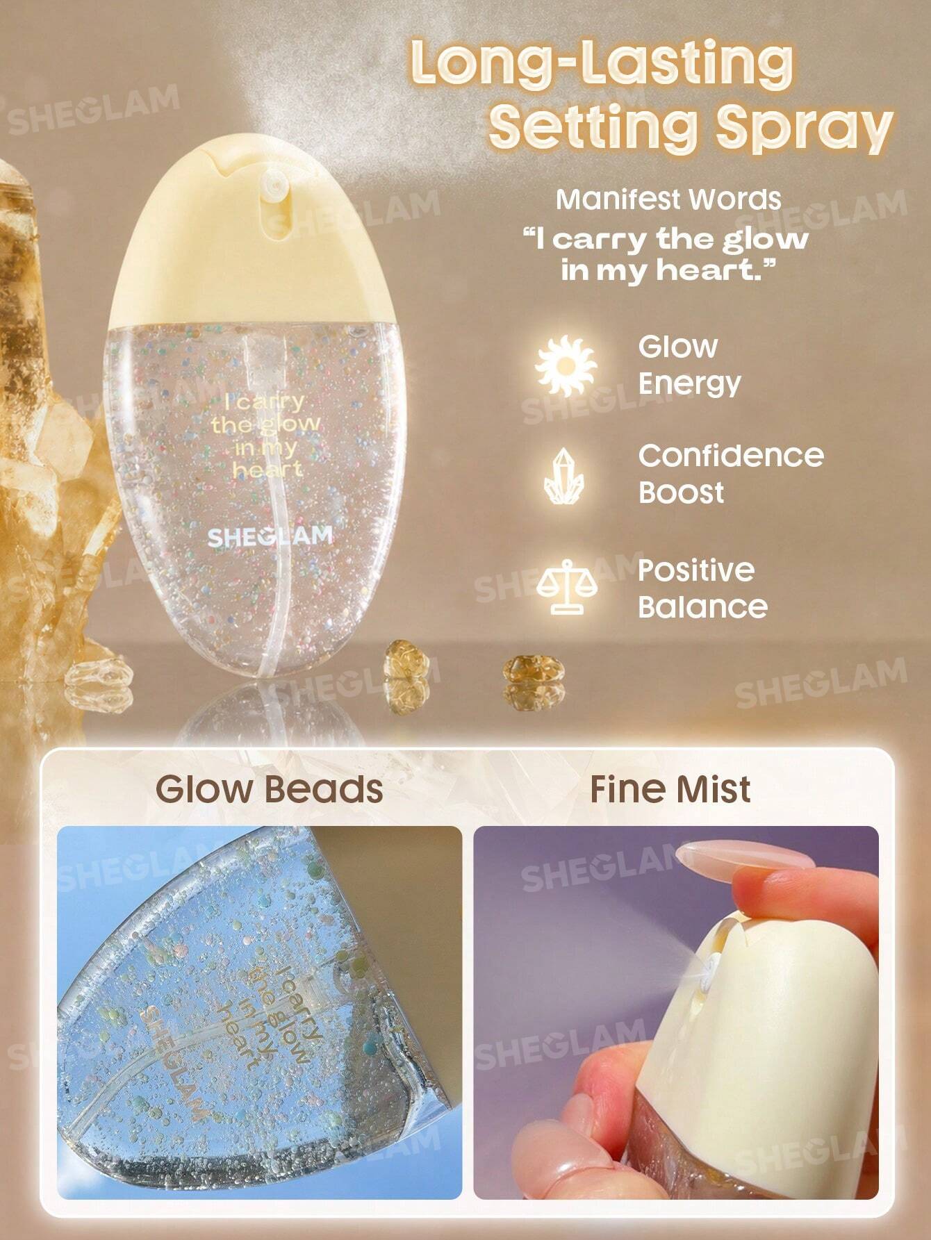 شيجلام Crystal Intentions Vibe Shield Long-Lasting بخاخ تثبيت المكياج - الصورة 4