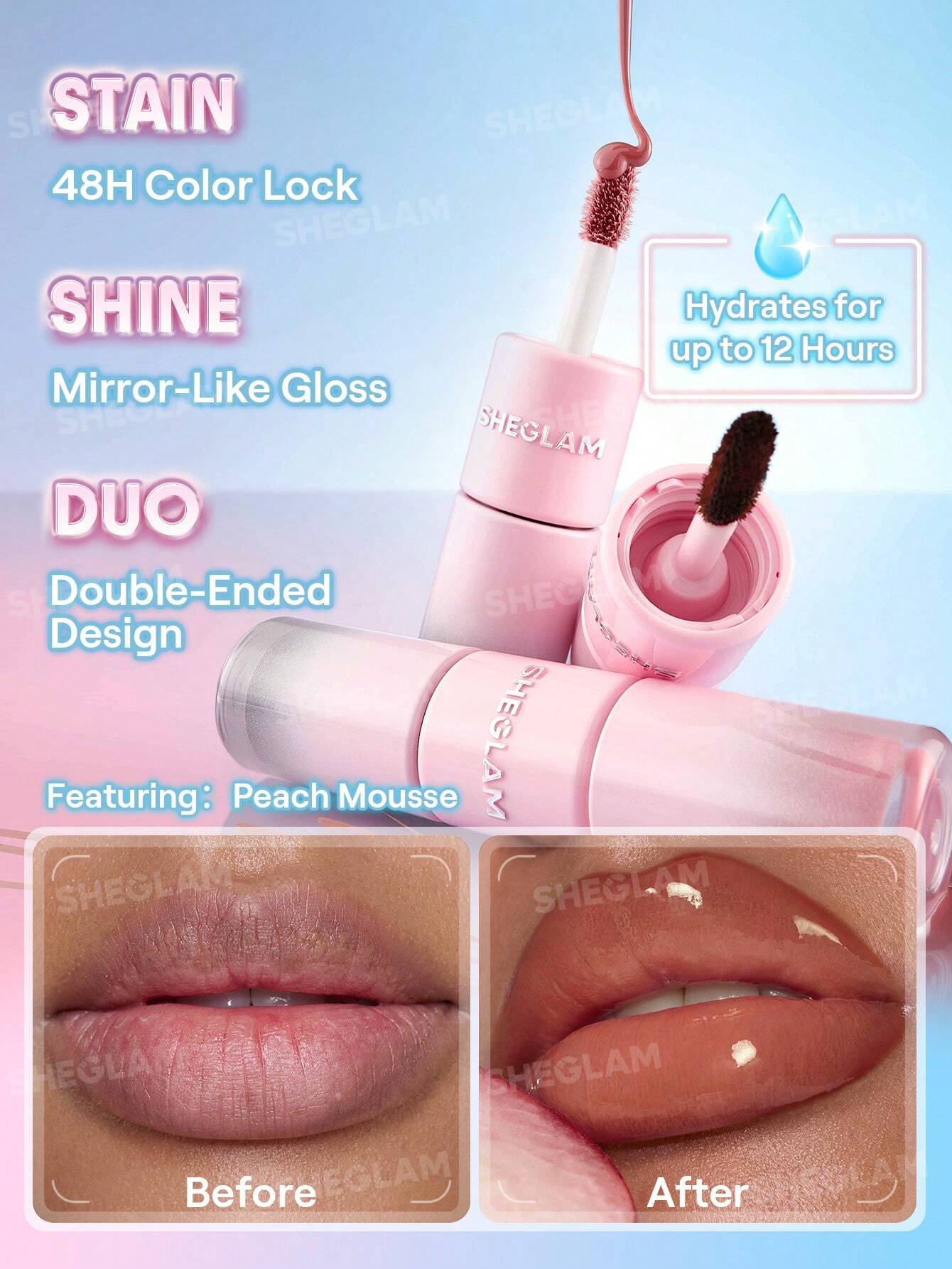 شيجلام Line To Shine Peel-Off Lip Stain و Gloss Duo - الصورة 2