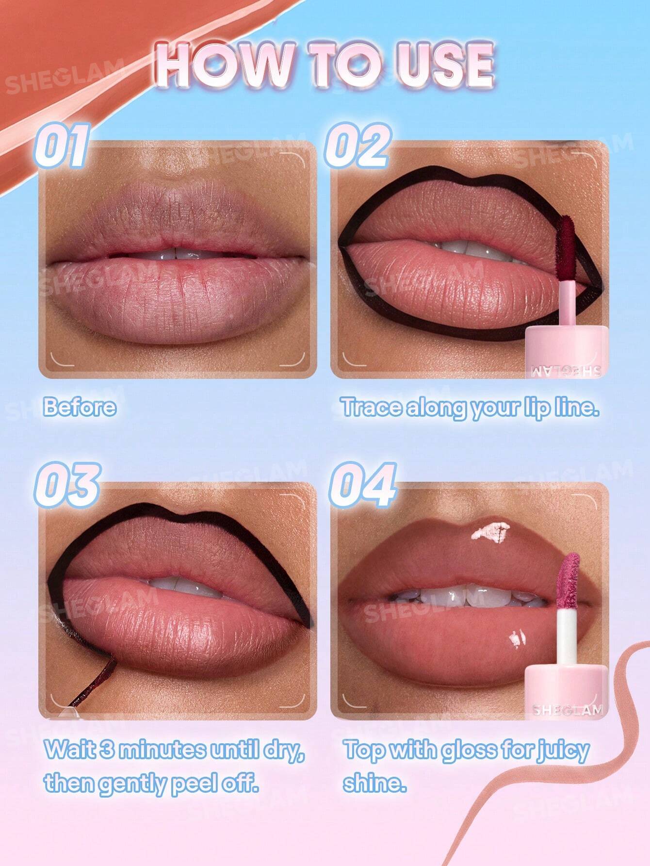 شيجلام Line To Shine Peel-Off Lip Stain و Gloss Duo - الصورة 3