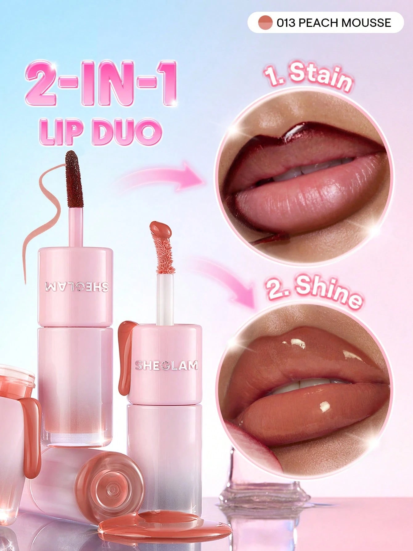 شيجلام Line To Shine Peel-Off Lip Stain و Gloss Duo - الصورة 36