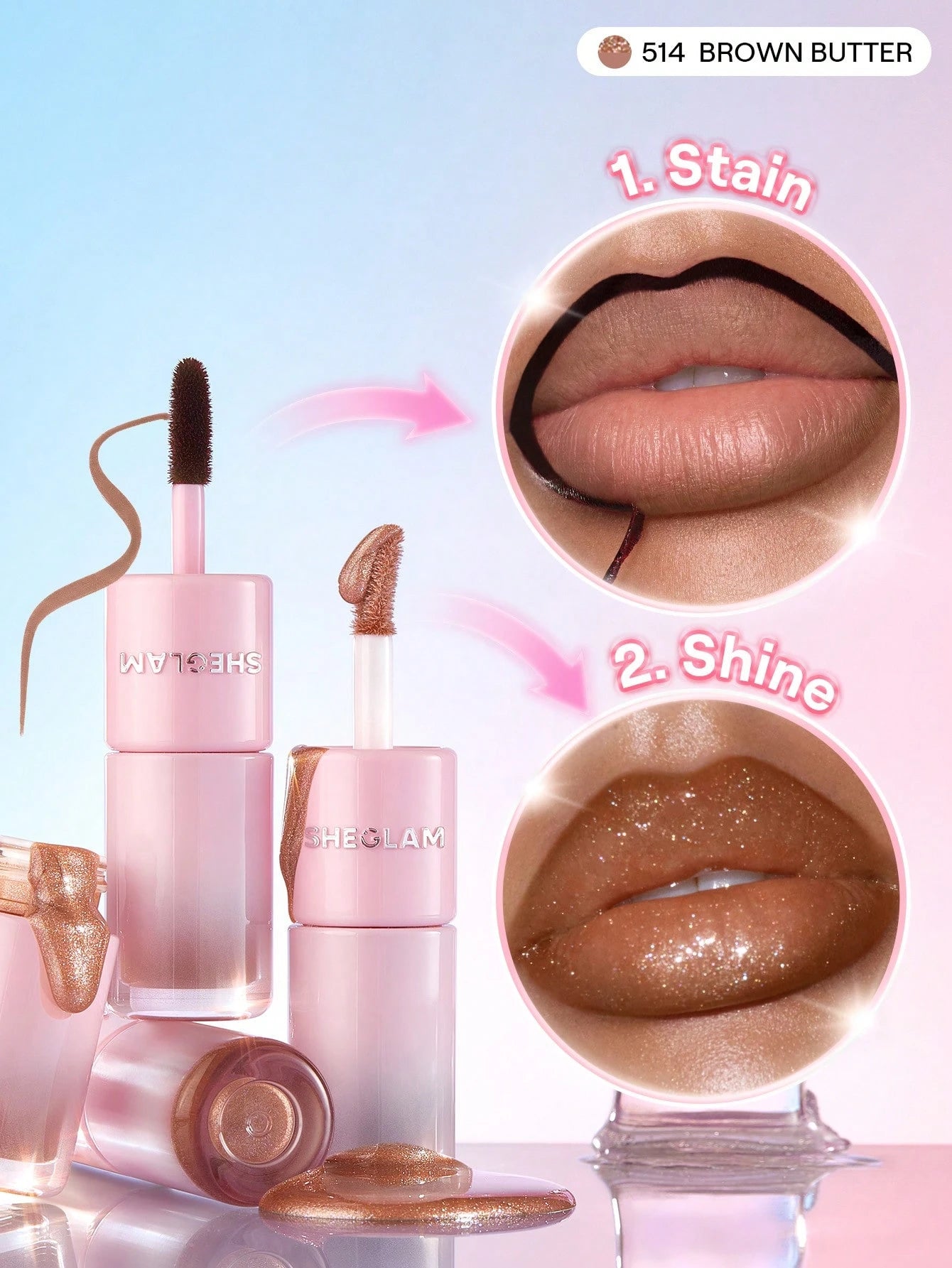 شيجلام Line To Shine Peel-Off Lip Stain و Gloss Duo - الصورة 52