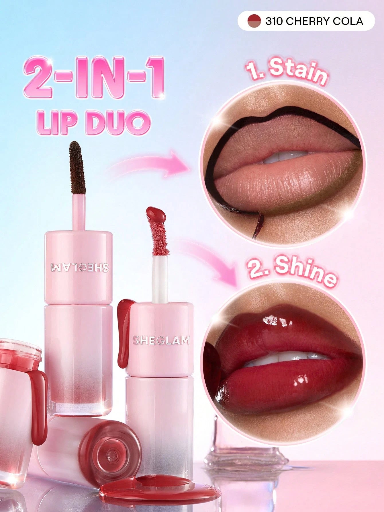 شيجلام Line To Shine Peel-Off Lip Stain و Gloss Duo - الصورة 60