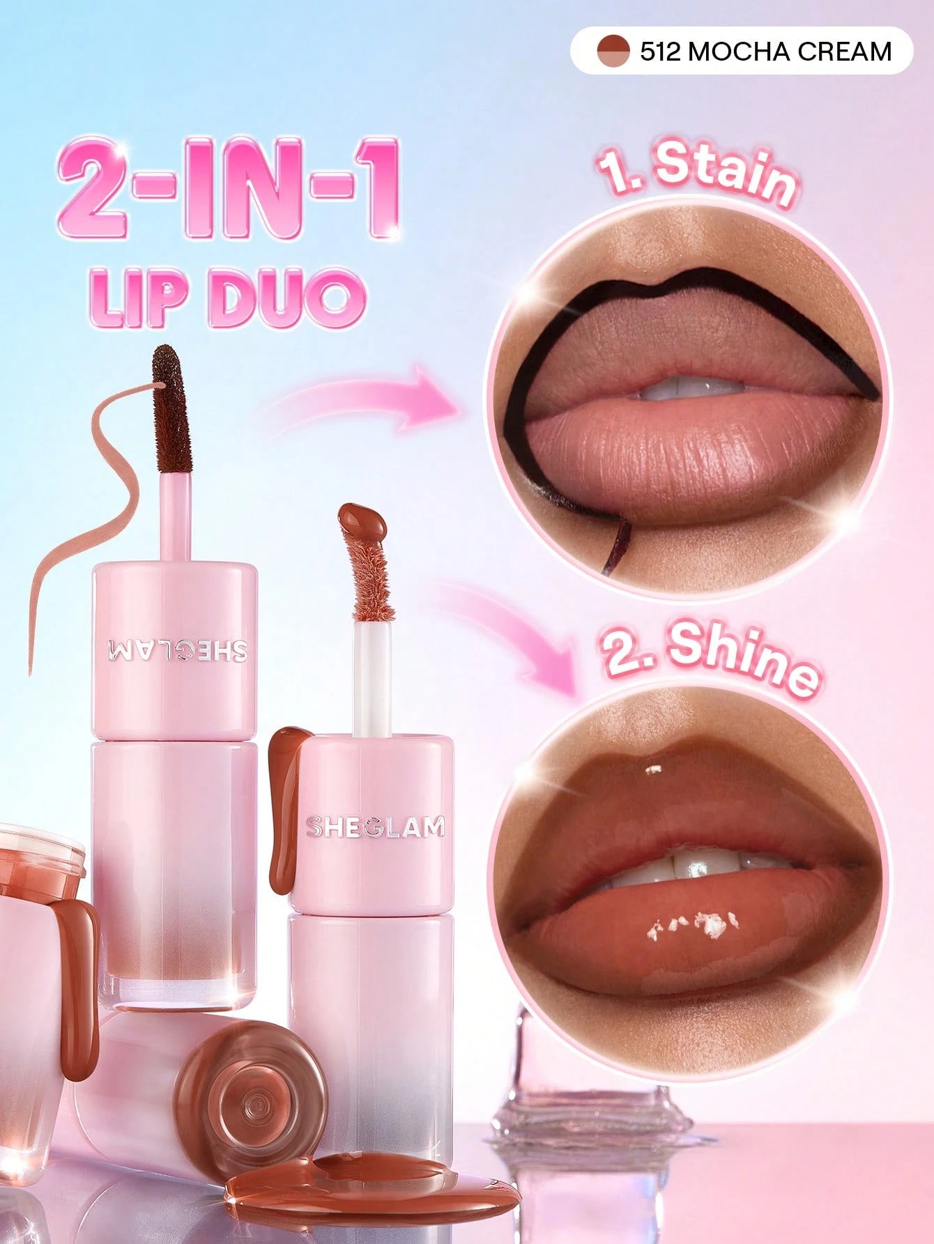 شيجلام Line To Shine Peel-Off Lip Stain و Gloss Duo - الصورة 20