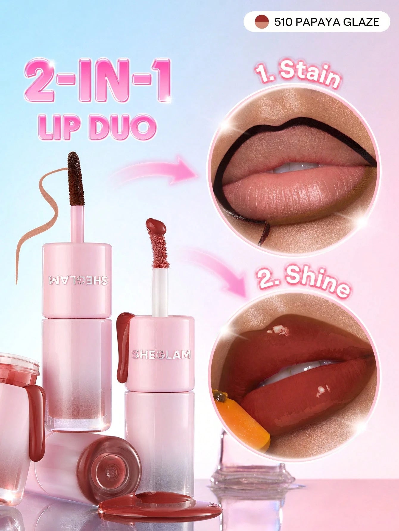 شيجلام Line To Shine Peel-Off Lip Stain و Gloss Duo - الصورة 13