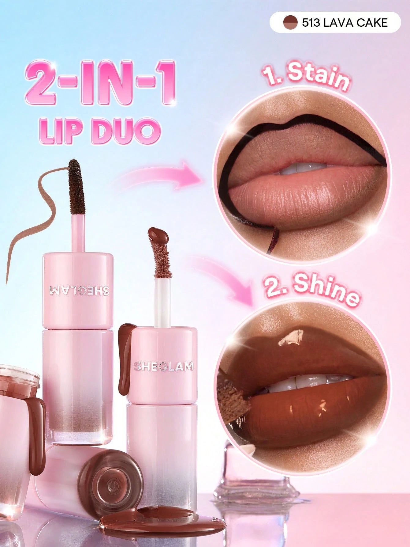 شيجلام Line To Shine Peel-Off Lip Stain و Gloss Duo - الصورة 24