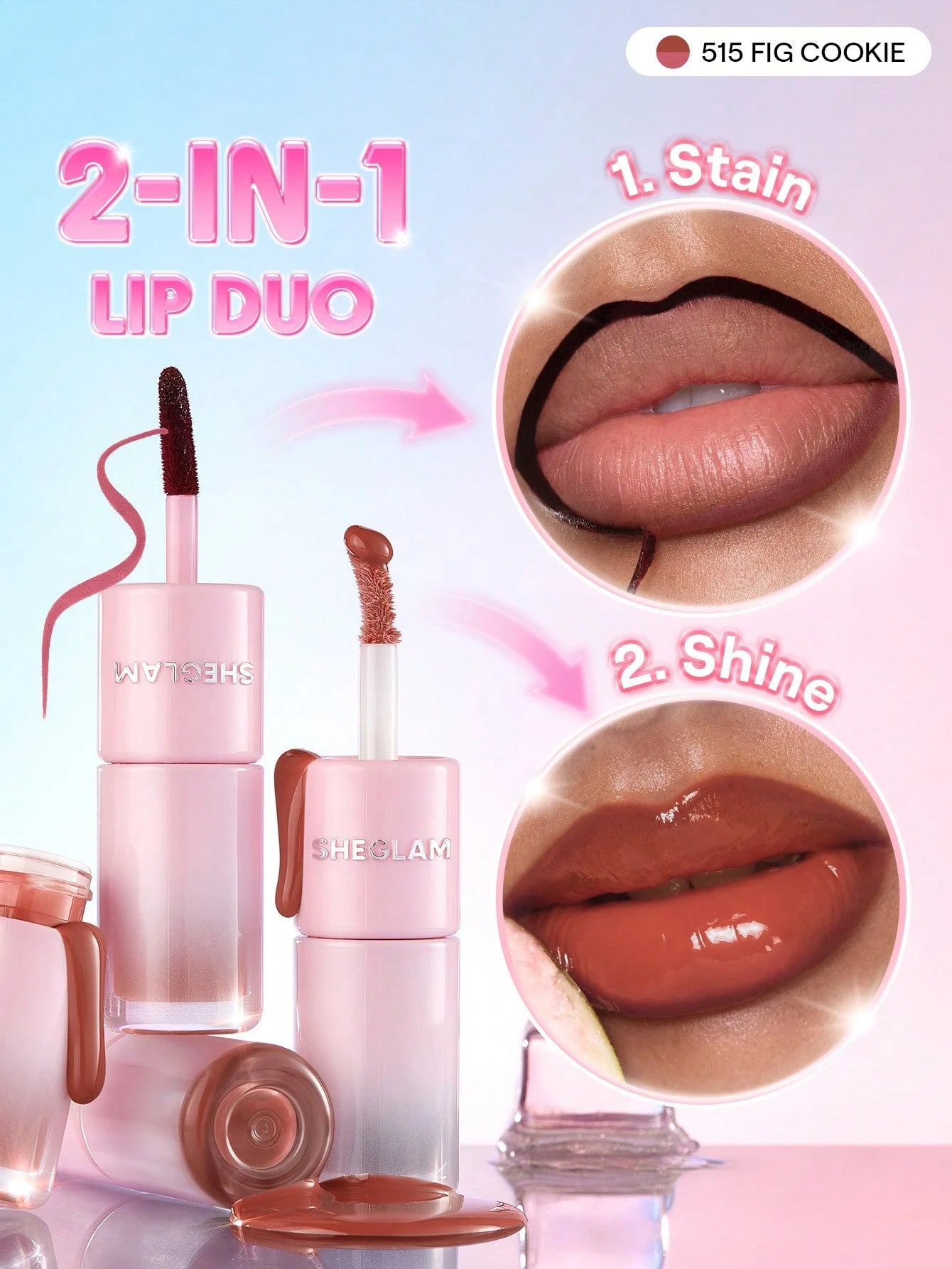 شيجلام Line To Shine Peel-Off Lip Stain و Gloss Duo - الصورة 28
