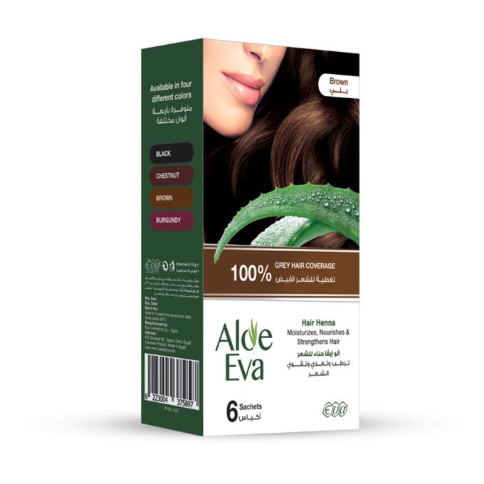 Aloe إيفا hair henna بني 10g 6 sachet