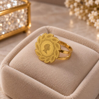 ستانلس ستيل ذهبي Tone Vintage Coin Statement Ring