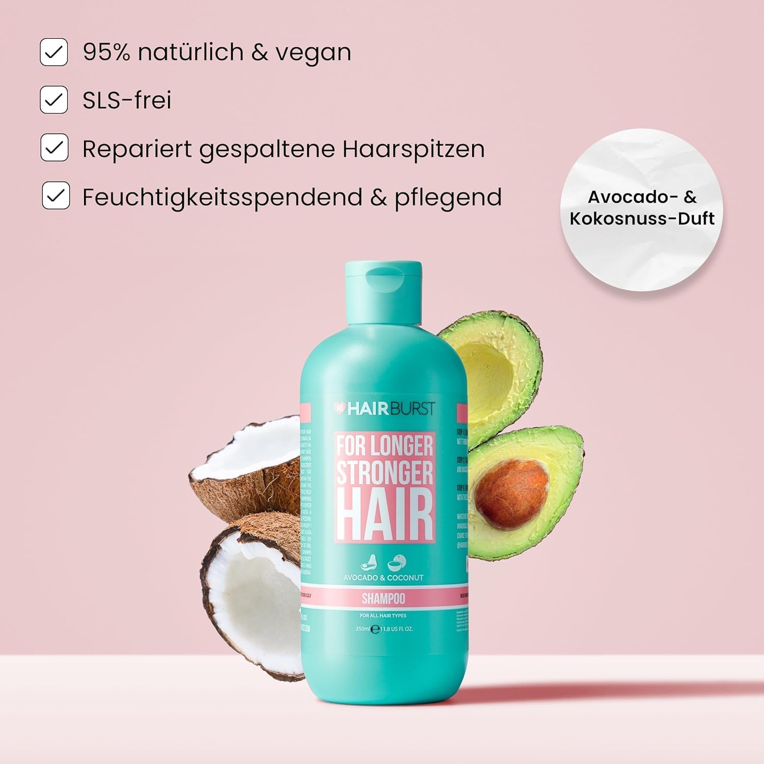Hairburst Hair Growth شامبو 350مل أفوكادو و جوز الهند - الصورة 2