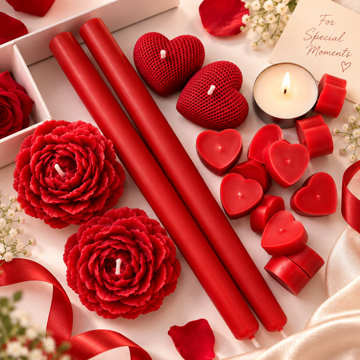 Romantic أحمر Candle Gift طقم - 12 قطع