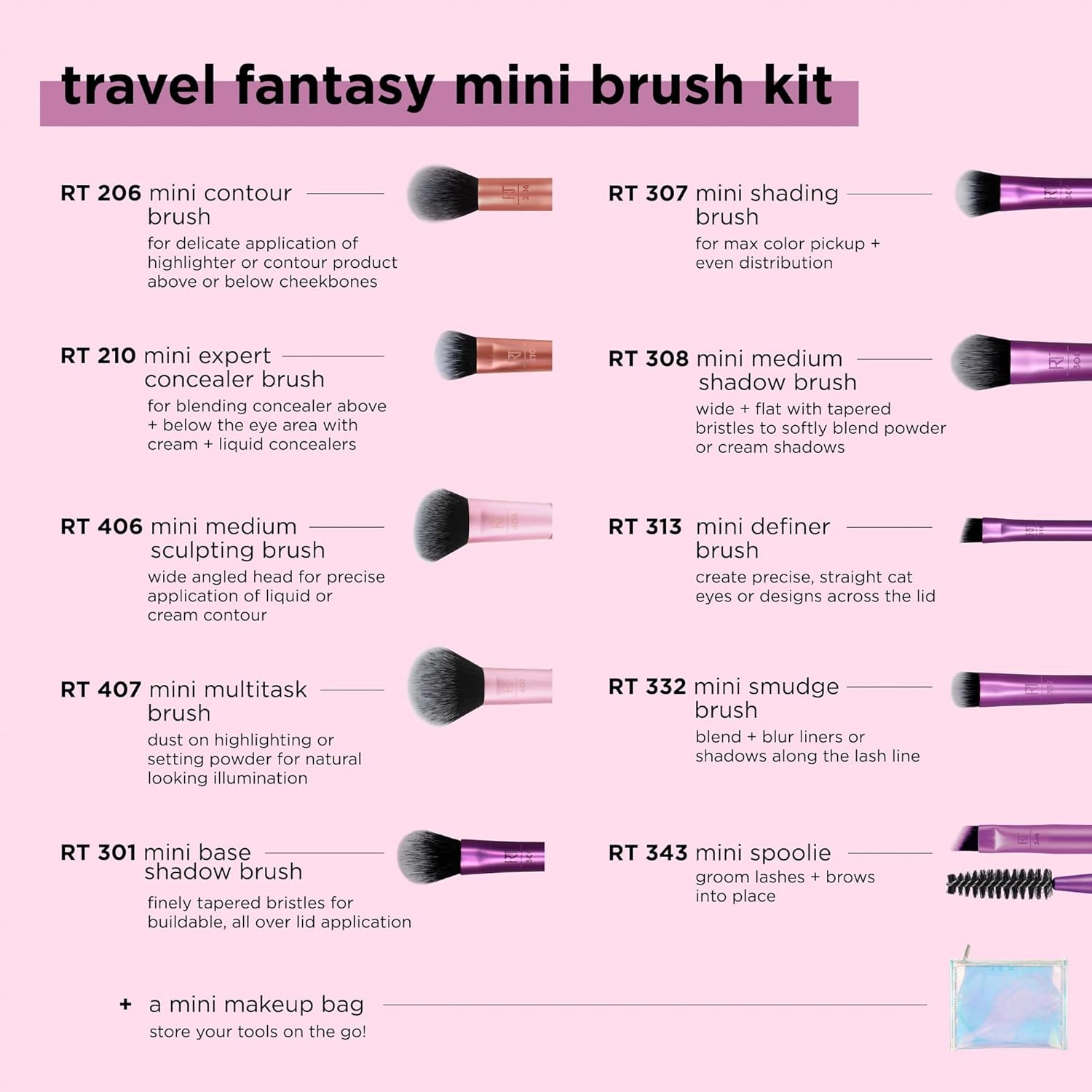 Real Technique Travel Fantasy Mini فرشاة طقم - الصورة 3