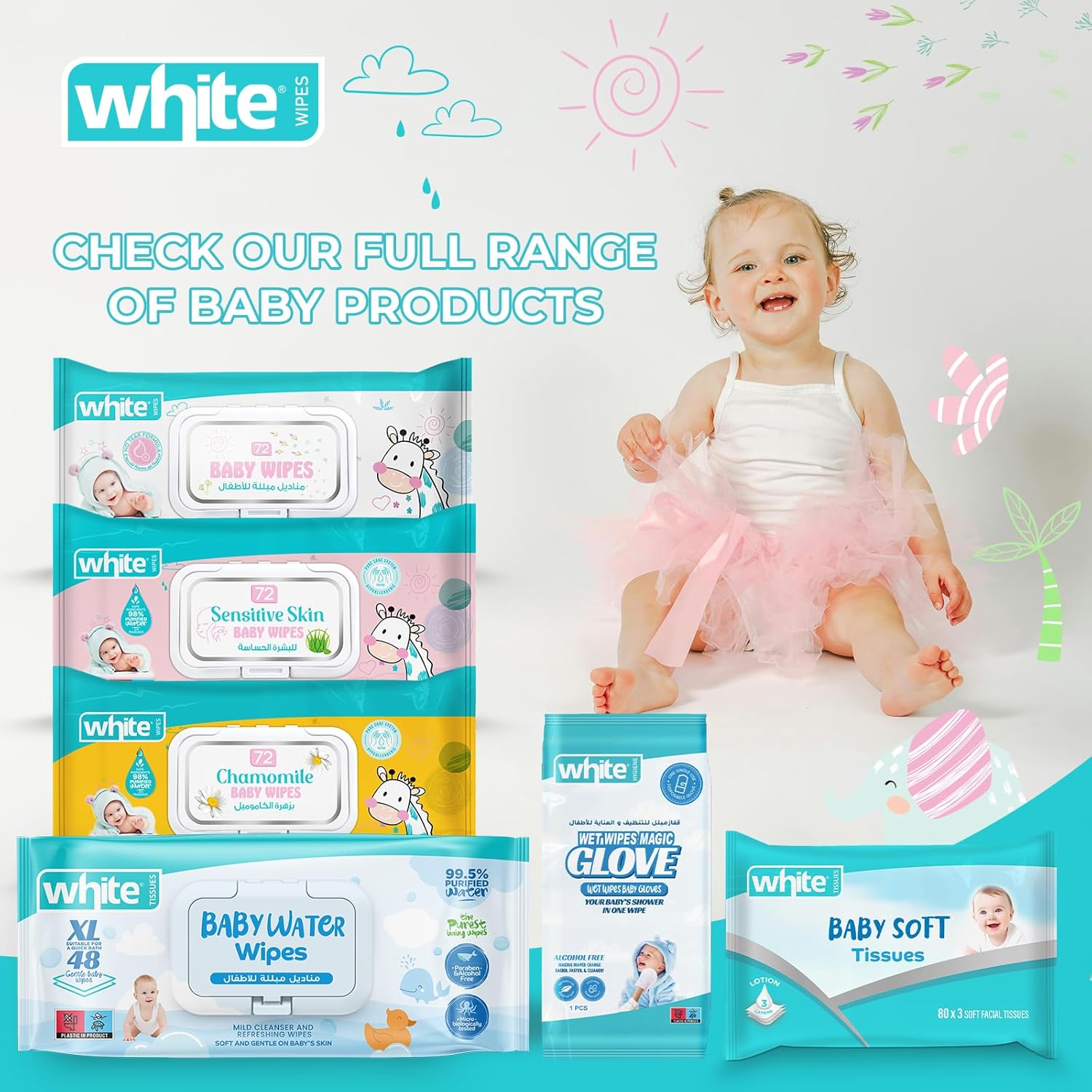 أبيض Baby Wipes مع Chamomile 1+1 - الصورة 3