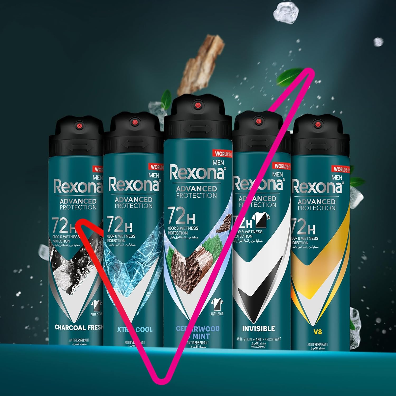 Rexona Men Advanced Protection 72H+ Antiperspirant مزيل عرق Charcoal Clean بخاخ 150مل - الصورة 3