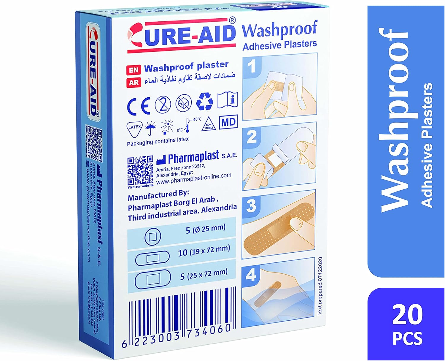 Cure-Aid Wash Proof لاصقات جروح 20قطع 4 packs - الصورة 2