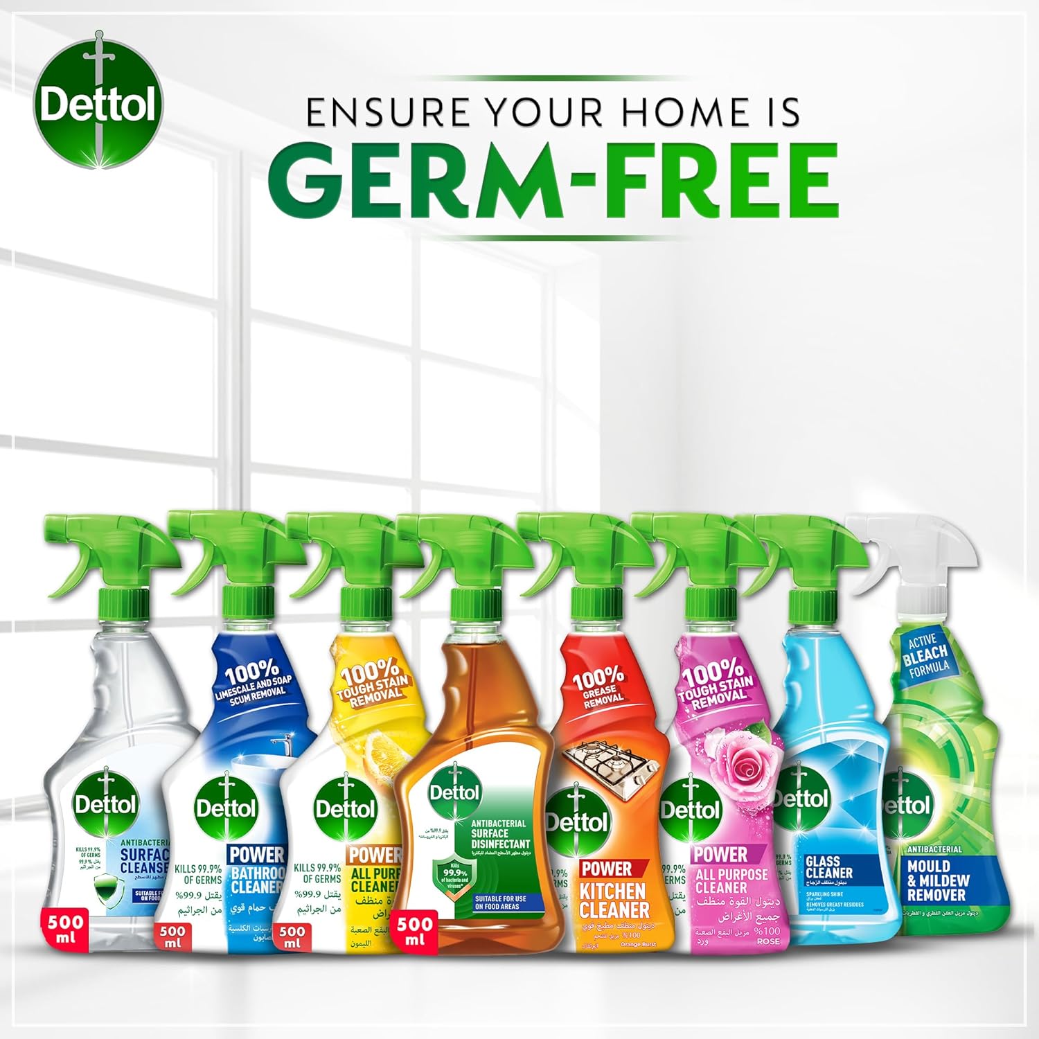 Dettol Original Anti-Bacterial Surface Disinfectant سائل Trigger 500مل - الصورة 3