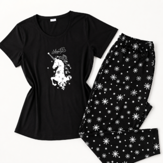أسود Unicorn Pajama طقم
