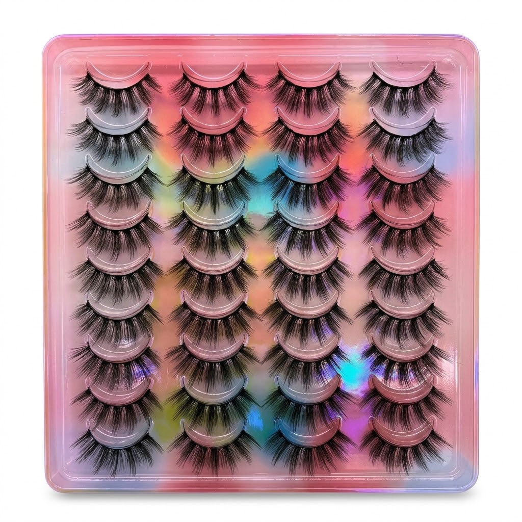 شي إن رموش 20 Pairs Natural Looking Curled Faux Mink Strip