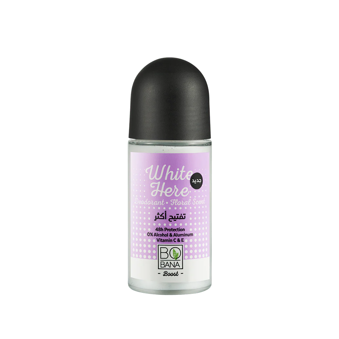 بوبانا أبيض Here مزيل عرق مع بنقشة زهور Scent 50مل