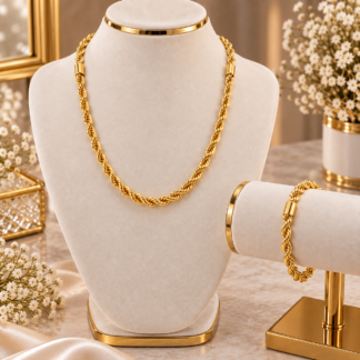 ذهبي Rope Chain و Bracelet طقم
