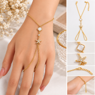ذهبي ستانلس ستيل Starfish Hand Chain Bracelet