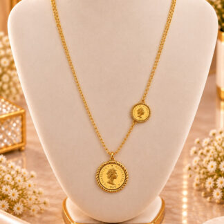 ذهبي Tone بطبقتين Coin Pendant Necklace