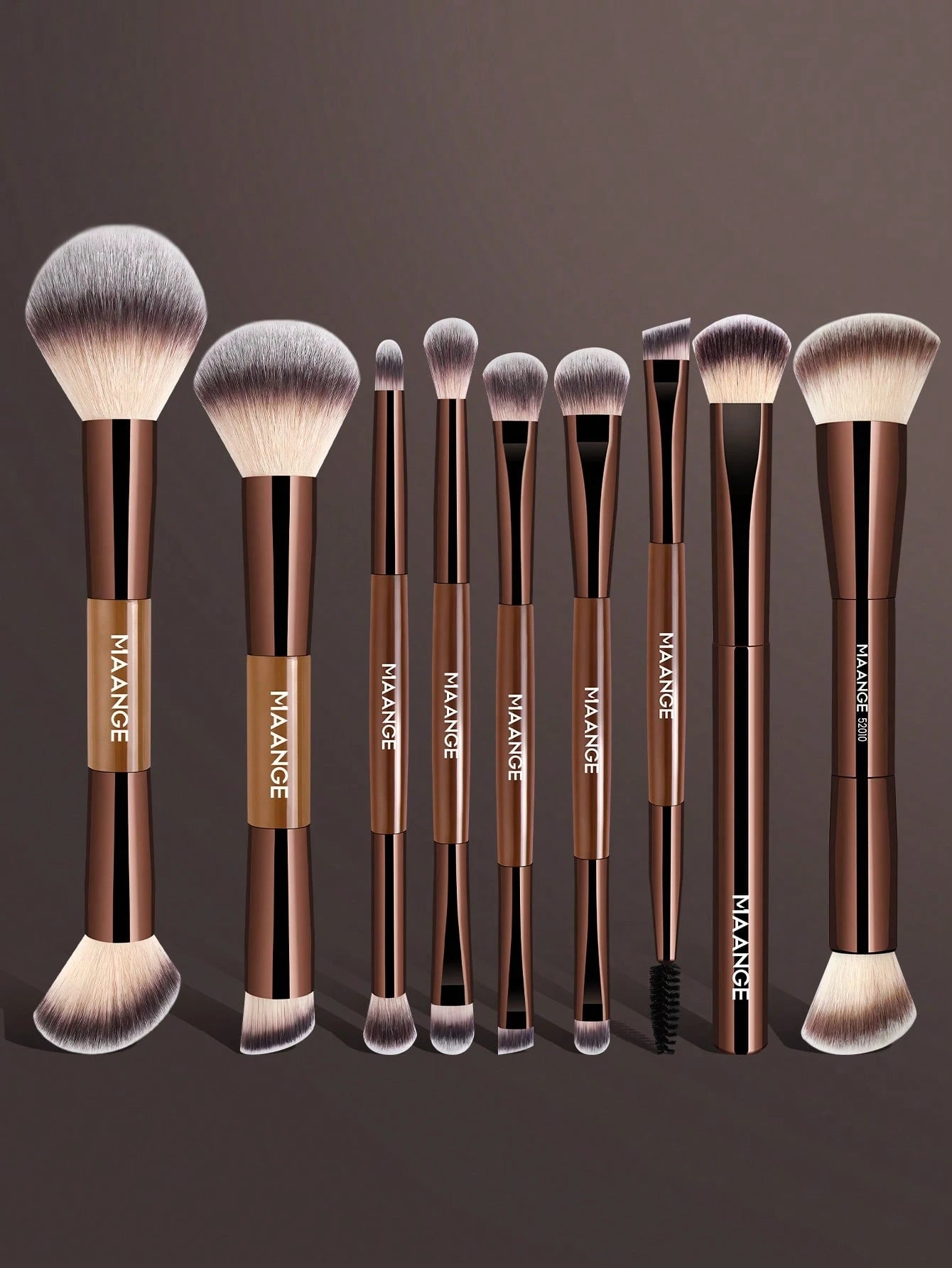 ماانج 9قطع فرشاة مكياج بني
