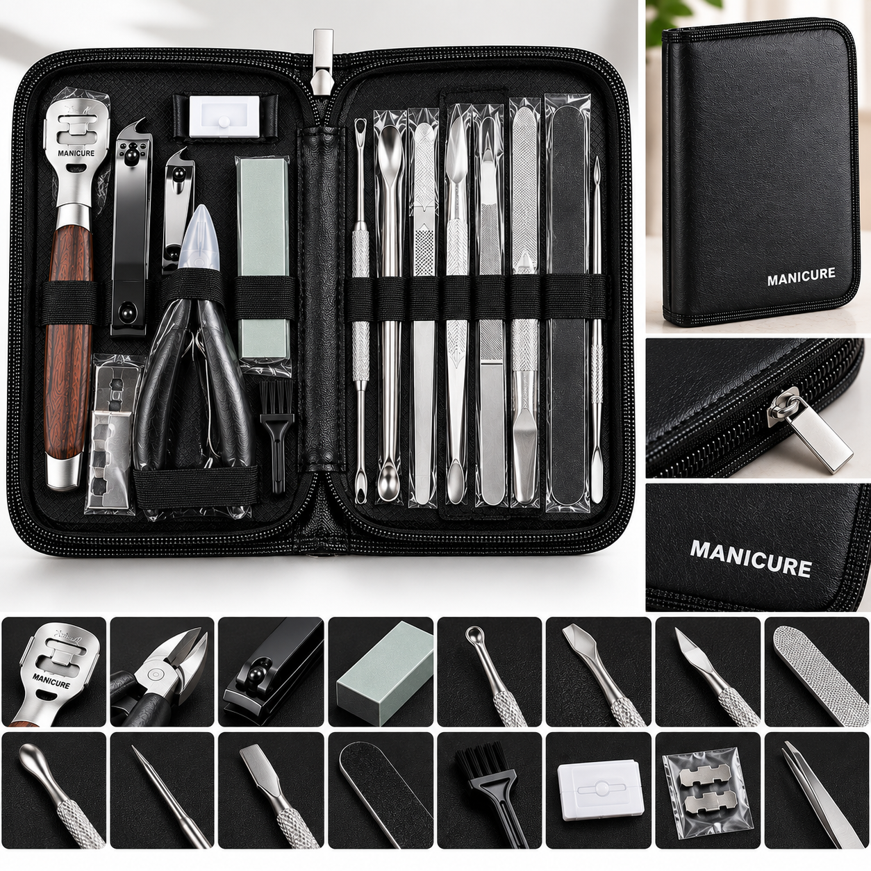 Professional Manicure و Pedicure Tool طقم - 16 قطع