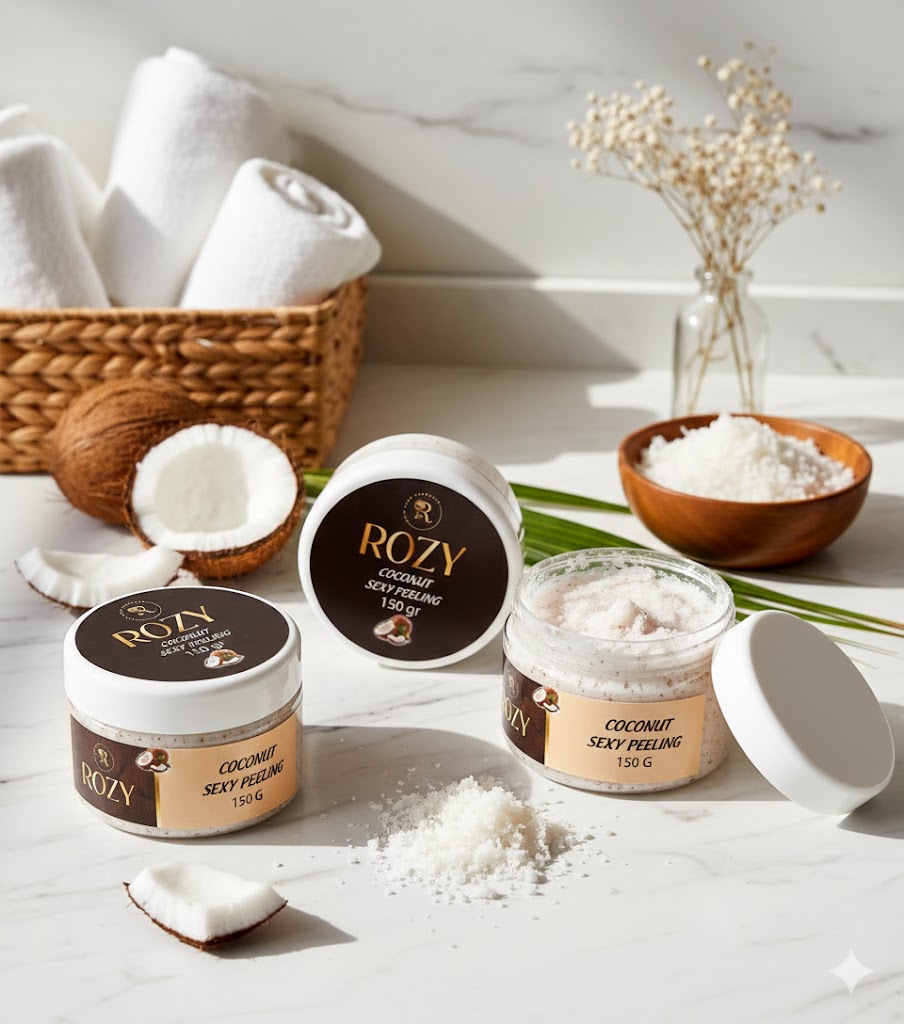Rozy مقشر جسم جوز الهند و فانيليا &musk 150g