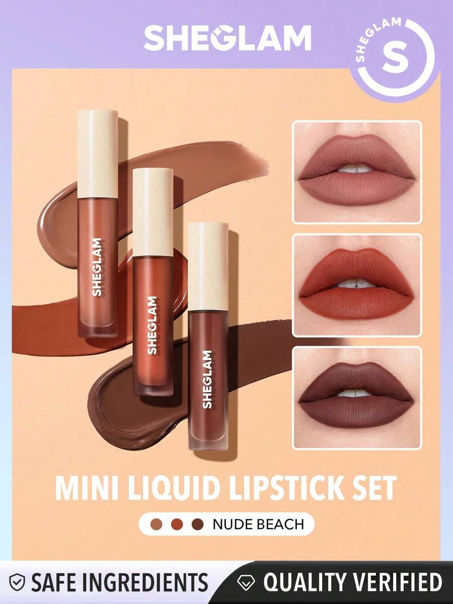 شيجلام مطفي Allure Mini أحمر شفاه سائل طقم-Nude Beach 3 قطع - الصورة 2