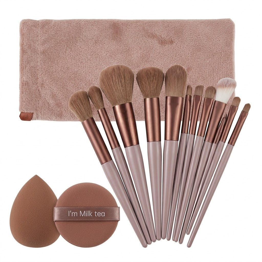 شي إن 13 قطع طقم فرش مكياج + 2 بني makeup sponges