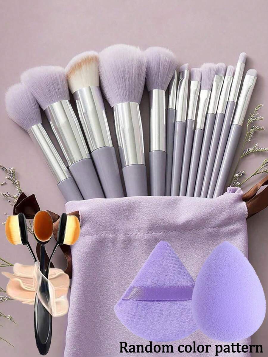 شي إن 13 قطع طقم فرش مكياج + فرشاة + 2 sponges