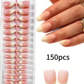 شي إن 150قطع Medium وردي Ombre Minimalist Style Fake Nails