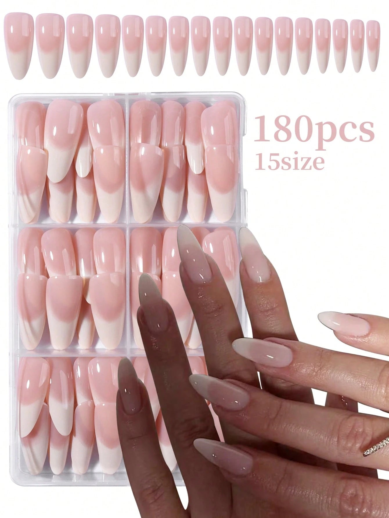 شي إن 180 a complete acrylic press-on artificial nail طقم
