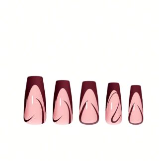 شي إن بني Flame Wave Nail Art 24 قطع