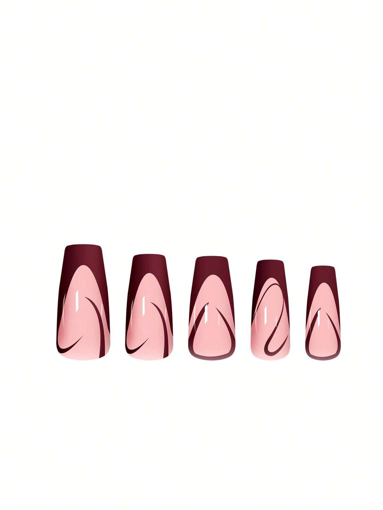 شي إن بني Flame Wave Nail Art 24 قطع